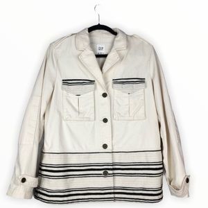 GAP Boyfriend Embroidered Khaki Safari Jacket Size Small